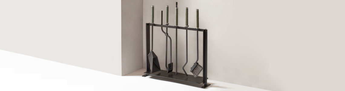 Luxury Leather Home Decor Fireplace Set and Wood Storage | Giobagnara Il Prato Venezia