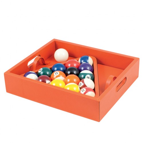 Billiard case with handles covered in leather, triangle in coated wood | Giobagnara