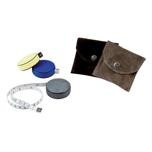 Pocket roller tape misure in leather, suede case | Giobagnara