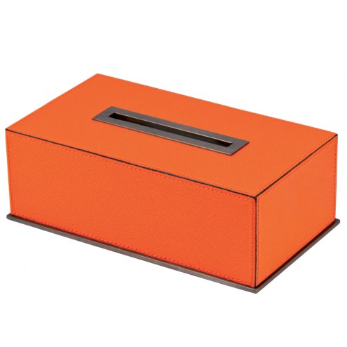 Rectangular tissue holder wooden base completely covered in leather - FIRENZE | Giobagnara