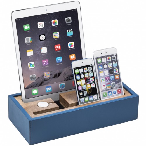 Charging station in wood covered in leather - ETHAN | Giobagnara