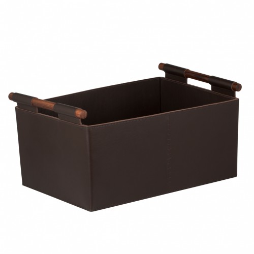 Rectangular basket in saddle leather | Giobagnara