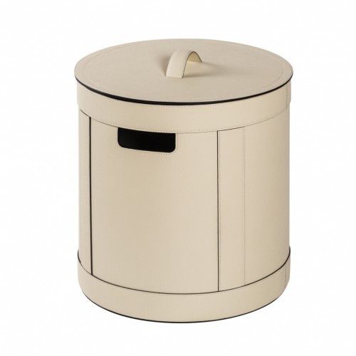 Low round Leather Storage Basket | Giobagnara
