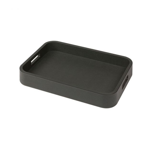 Rectangular tray with handles and leather covering - Polo | GioBagnara Venezia