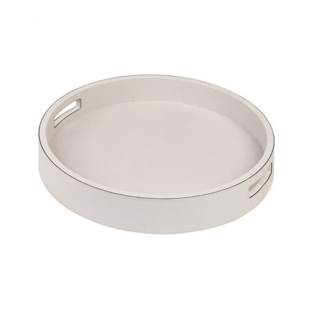 Round tray with handles Leather covered  - Polo | GioBagnara Venezia
