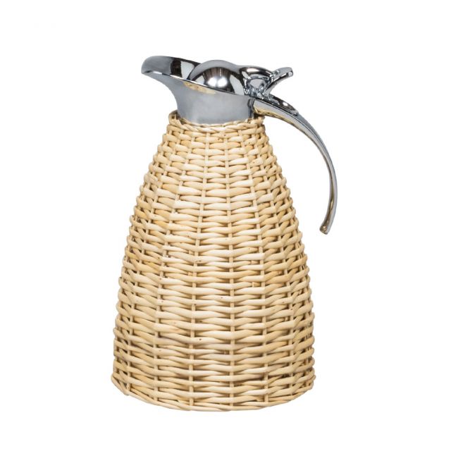 Caraffe willow  in stainless steel partially covered in wicker - MARAIS | Giobagnara