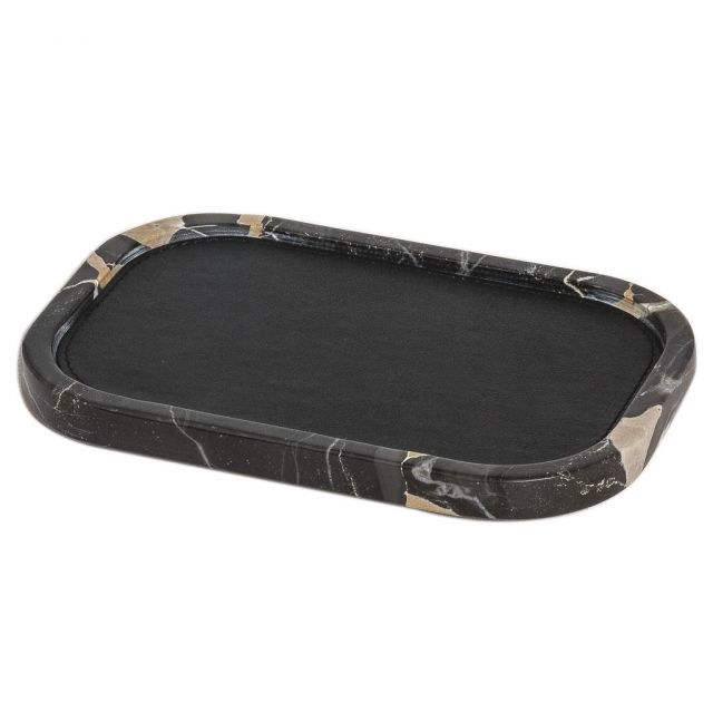 Valet tray rectangular in marble and suede - Polo Marmo