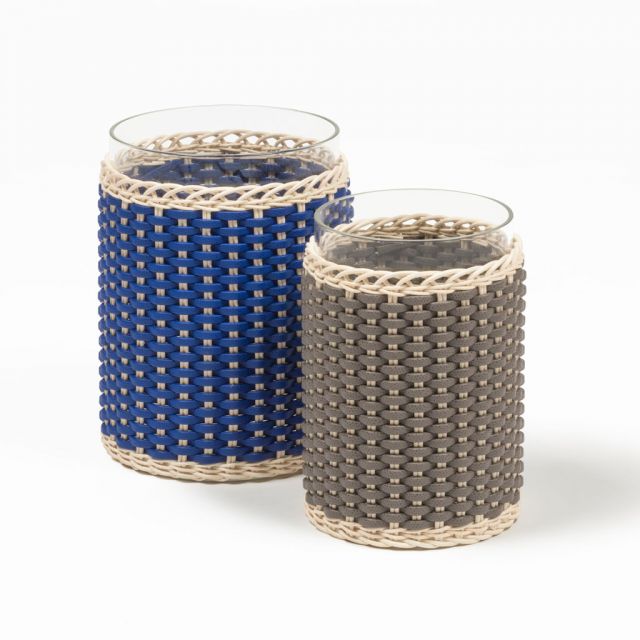 Leather and rattan candle holder vase - Wideville | Giobagnara