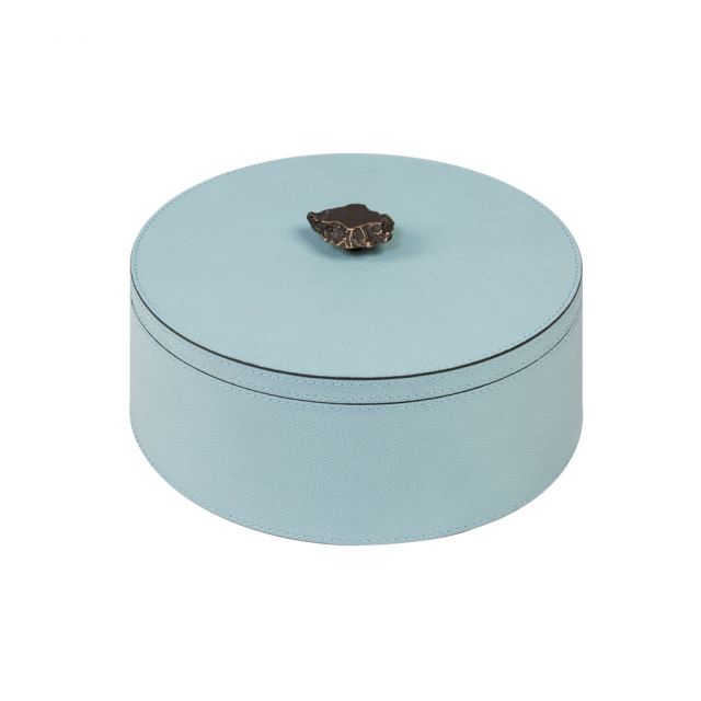 Tall round leather box - Ambretta | GioBagnara Venezia