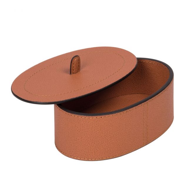 Small oval box covered in leather - Harris | GioBagnara Venezia