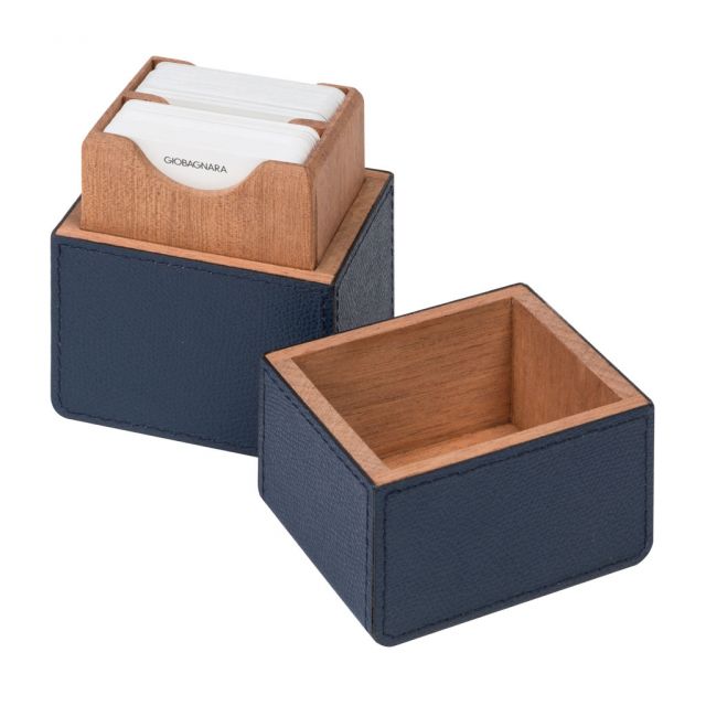 Playing card holder with structure in cedar wood covered in leather - NAPLES | Giobagnara