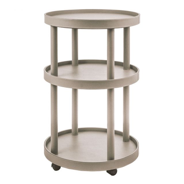 Trolley three levels with wooden frame covered in leather - POLO | Giobagnara
