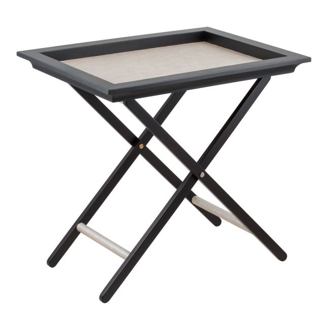 Servant table in oak and leather, brass joints - JAMES | Giobagnara