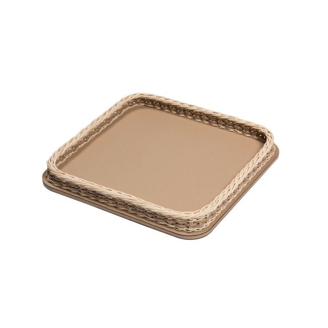Leather and rattan tray square - Orsay | Giobagnara
