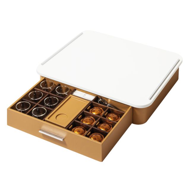 CORIAN COFFEE&TEA DRAWER ORGANIZER  + CUPS FOR PROFESSIONAL CAPSULES - SAINT GERMAIN DELUXE