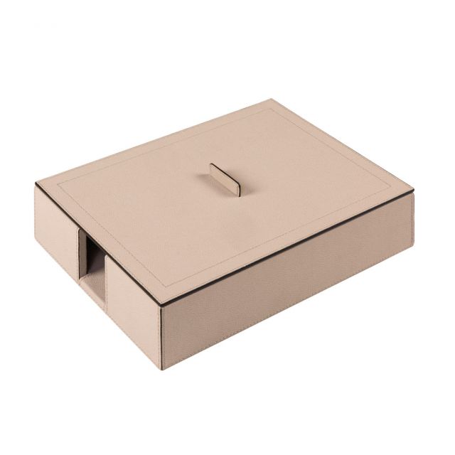 A4 Paper holder with lid, wooden frame covered in leather - LEO | Giobagnara