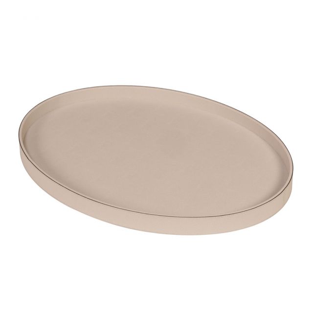 Oval tray wooden frame covered in leather - POLO | Giobagnara