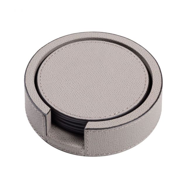 Round coaster holder, leather upholstery - Tao | GioBagnara Venezia