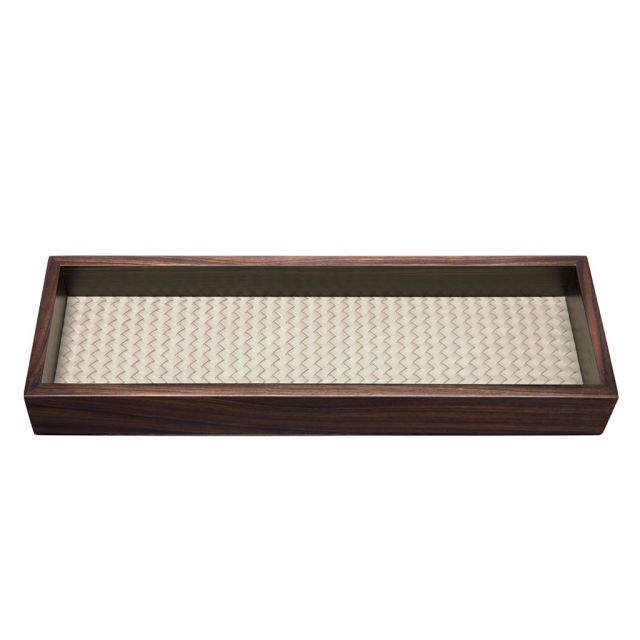 Handwoven long rectangular valet tray - Febe Ebony | Giobagnara