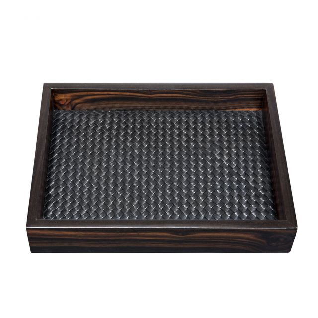 Handwoven rectangular valet tray - Febe Ebony | Giobagnara